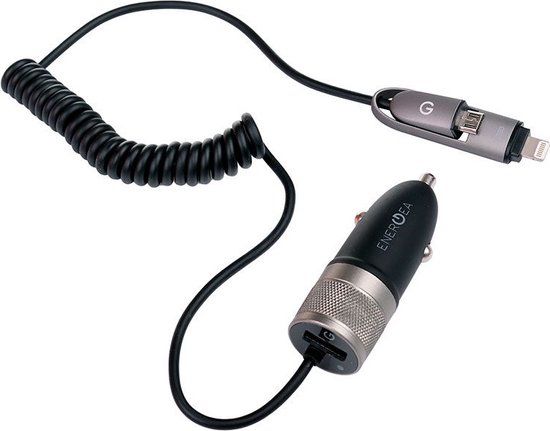 Energea autolader met USB, Apple Lightning & microUSB