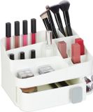 Merkloos Relaxdays Cosmetica Organizer - 18 Vakken - Met Lade - Voor Lippenstift - Nagellak - Wit