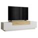 Meuble TV 4 portes abattantes 4 niches chêne et blanc L 160 H 38.7 P 37.3 cm