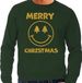 Bellatio Decorations Foute Kersttrui/sweater voor heren - Merry Christmas - groen - glitter goud - Smile / Emoticon XXL