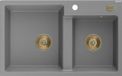 Mexen Tomas granieten gootsteen 2-kamer 800 x 500 mm, gris, siphon or