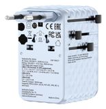 Verbatim GaN Reisadapter 100 W Bleu avec câble intégré et 2 ports USB-C, 2 ports USB-A, 2 ports USA/JP, chargeur rapide universel pour ordinateur portable, smartphone et plus