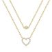 Elenza AMS Elenza Zilveren Dubbele Ketting met Gouden Plating, Hart en Zirkonia