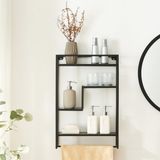 [en.casa] Wandrek Uurainen staal met 4 planken 60x40x13 cm zwart
