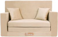 Flumi opvouwbare mini kindersofa – zachte kinderbank met uitklapfunctie en afneembare hoes, beige