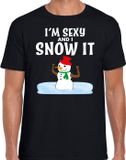 Bellatio Decorations Foute humor Kerst trui t-shirt - Sexy sneeuwpop - voor heren - zwart L