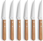 Amefa 8 Delige Pizza/Steakmessen Set Hout