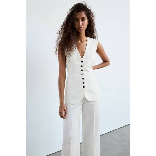 Mango Jumpsuit met Linnen - Ecru