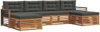 vidaXL - Bank loungeset - 6 zitplaatsen - Natuurlijk en antraciet - Acacia hout
