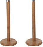 Gerimport Keukenrolhouder - 2x - Bamboe Hout - Staand Model - Lichtbruin