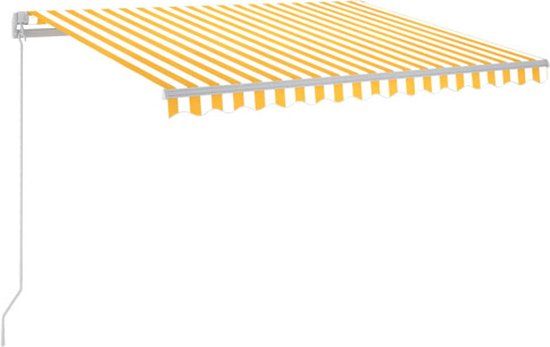 vidaXL Luifel handmatig uittrekbaar met LED 300x250 cm geel en wit