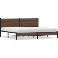vidaXL Cadre de lit en métal avec tête de lit chêne marron 200x200 cm
