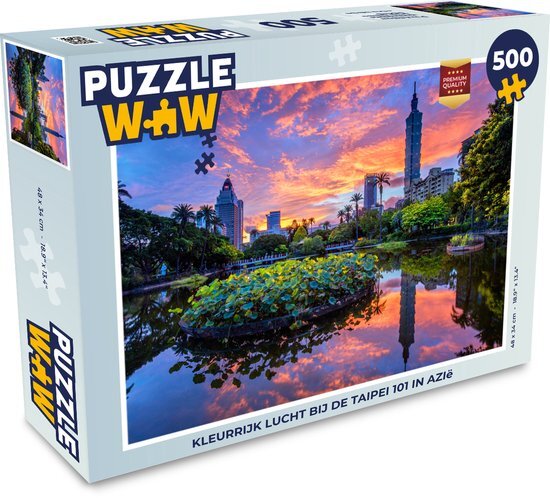 MuchoWow Puzzel Kleurrijk lucht bij de Taipei 101 in Azië - Legpuzzel - Puzzel 500 stukjes