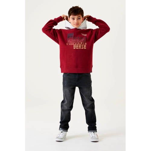 Garcia hoodie with print wine red/grey