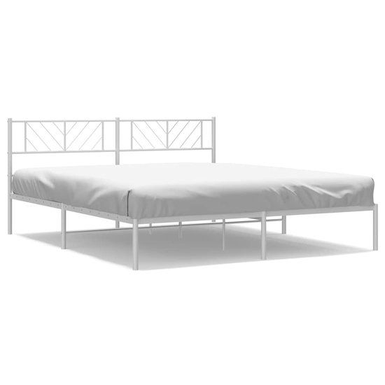 vidaXL Bedframe met hoofdbord metaal wit 193x203 cm
