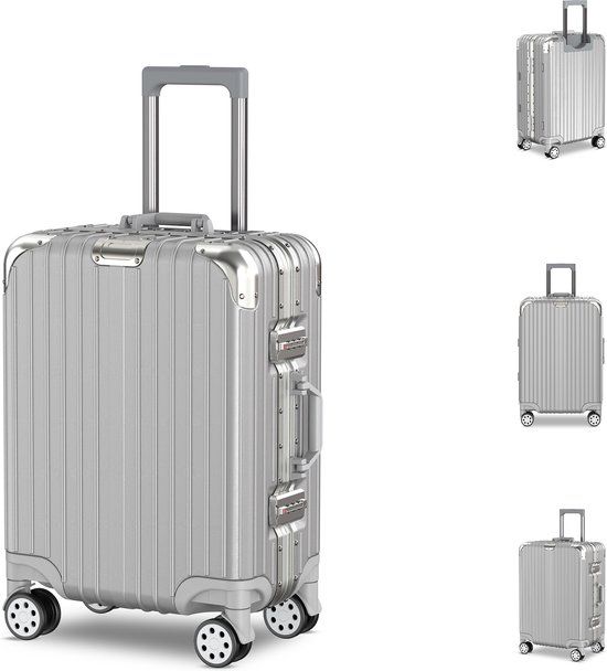 Voyagoux® AEON Handbagage Koffer - 42L Hardcase Hand Luggage Suitcase - Silver