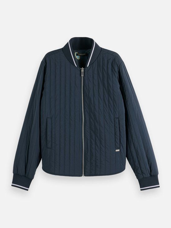 Scotch & Soda Dames Blauw Gestreepte Bomber Vest - Maat L