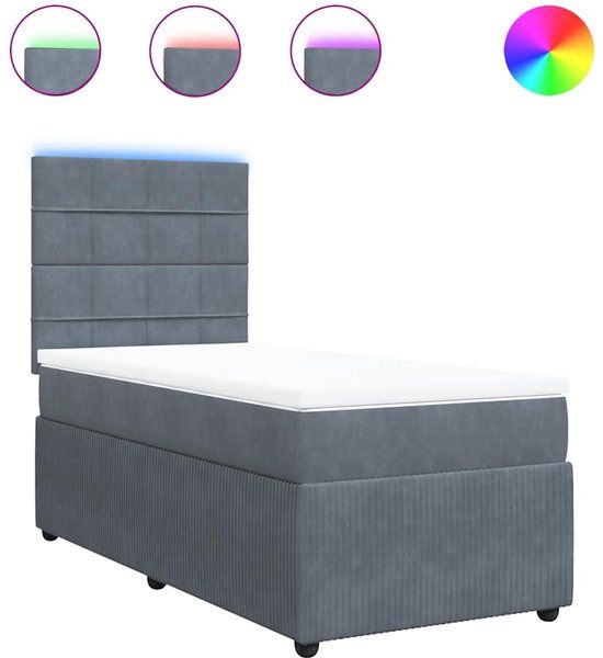 vidaXL Boxspring met matras fluweel donkergrijs 90x190 cm