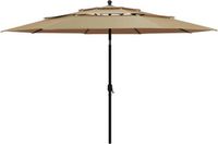 vidaXL Parasol 3-laags met aluminium paal 3,5 m taupe