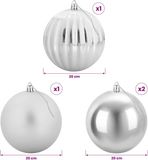 vidaXL Set de boules de Noël - XXL - 4 pièces - Argent - Ø 20 cm - Plastique