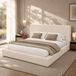 OKWISH Lit rembourré 180x200 cm - Beige - Tissu chenille