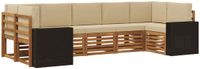 vidaXL - Hoek loungeset - 7 zitplaatsen - Polyester - Natuurlijk en beige