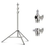 NEEWER Lichtstatief van roestvrij staal, 2,2 m, robuust, met gevoerde veer, met universele schroefadapter van 1/4 inch tot 3/8 inch