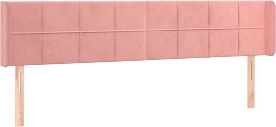 VidaXL Hoofdbord met randen 183x16x78/88 cm fluweel roze