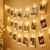 Guirlande lumineuse LED, 12 mètres, 120 LED, avec porte-photos, lumière blanc chaud
