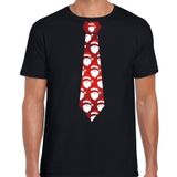 Bellatio Decorations Stropdas Kerst t-shirt kerstmannen - shirt - heren - zwart S
