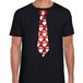 Bellatio Decorations Stropdas Kerst t-shirt kerstmannen - shirt - heren - zwart S
