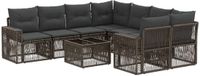 vidaXL Tuinbank Set 9 st Grijs Polyrattan