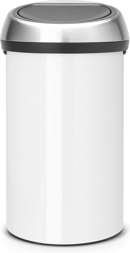 Brabantia Touch Bin - 60 liter - White / Matt Steel Fingerprint Proof