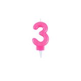 Homéa Birthday Candle Glitter Number 3 H 7.5 cm Pink