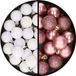 Merkloos / Sans marque Billiet - Vanlaere Kerstballen 36x st - 3 cm - wit en oudroze - kunststof