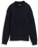 Tom Tailor - Pull en maille ample à col montant - Taille S - bleu captain