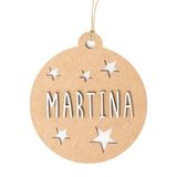 WONDEE Gepersonaliseerde kerstbal van hout, set van 2 kerstballen, personaliseerbaar, voornaam thuis met familie (inclusief letters en touw), kerstdecoratie, dennenhout, milieuvriendelijk