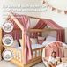 LILIMAUS Lit maison ciel de lit avec détails dorés - ciel de lit pour lit maison - 135 x 270 cm - mousseline de coton - vieux rose