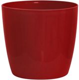 Garden ID Pot de fleurs brillant - Rouge brillant avec roulettes - 35 x 32 cm