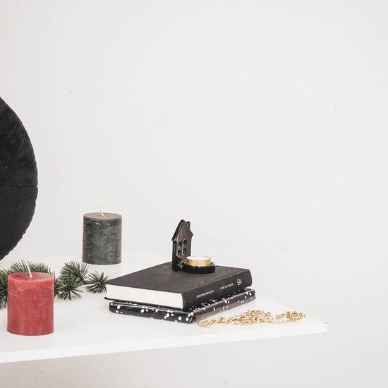 Housevitamin HV Huisje Waxinehouder - Zwart - Keramiek