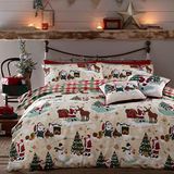 furn. Jolly Santa dekbedovertrekset voor super-kingsize bedden, katoen, polyester, meerkleurig