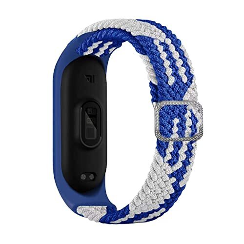 yanghongyua De nylon armband is geschikt voor Xiaomi Mi Band 6/5/4/3, de gesp kan op elke maat worden ingesteld en de nylon armband is geschikt voor Xiaomi Mi Band 6/5/4/3., Blauw/Wit, Robuust, duurzaam, flexibel