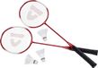 Donnay badmintonset rood met rackets shuttles en opbergtas 67 cm - voordelige badminton set