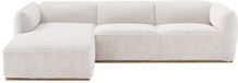 CANOBRU Canapé d'angle gauche en tissu chenille beige et base en bois