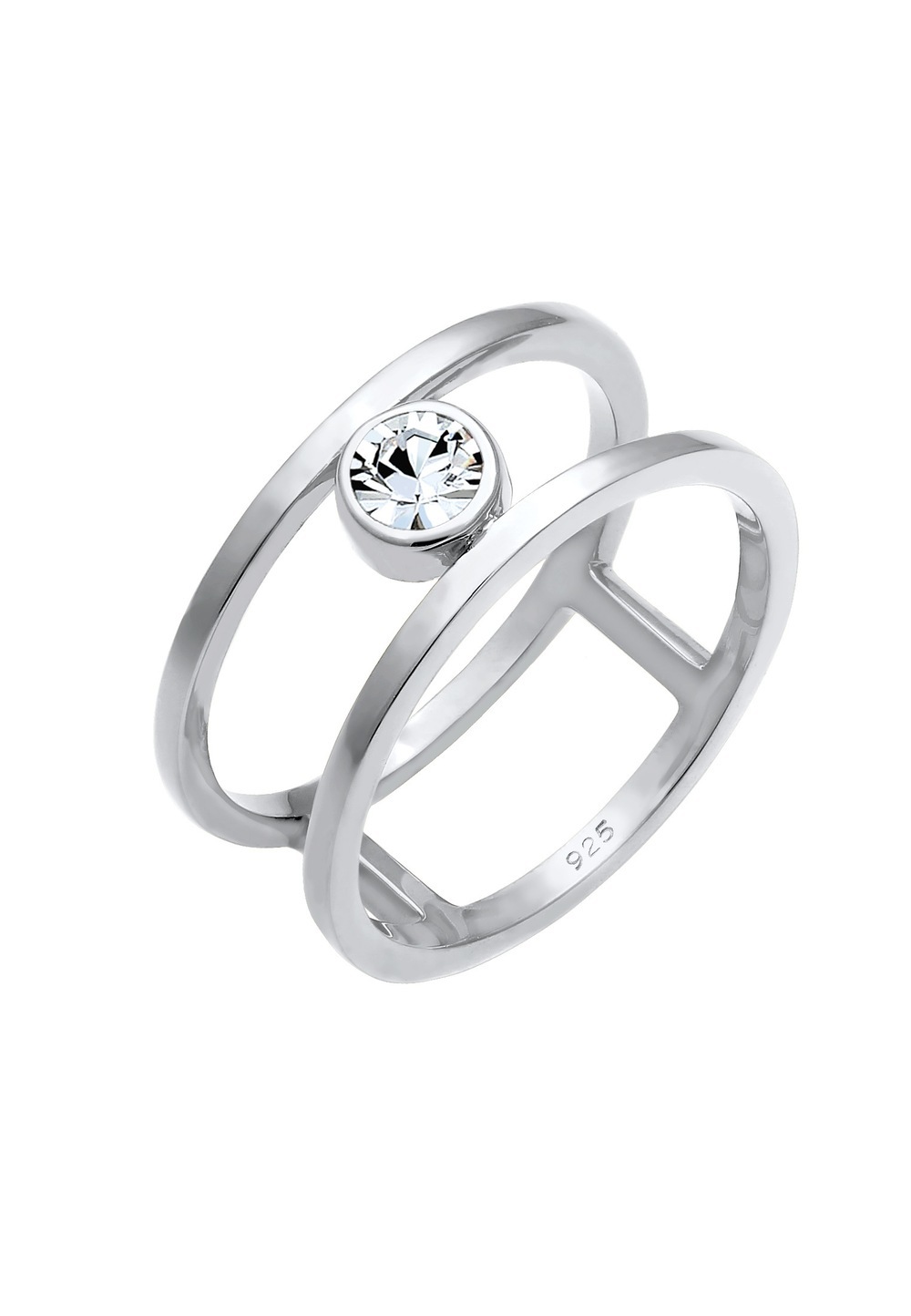 Elli PREMIUM Elli PREMIUM Elli PREMIUM Ring Dames Dubbele Ring Solitaire Stralend met Kristallen in 925 Sterling Zilver Ringen