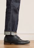 Manfield - Heren - Zwarte leren veterschoenen - Maat 45