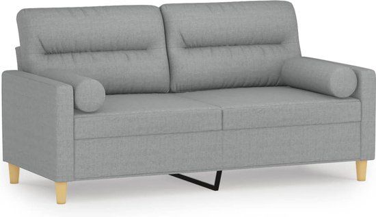 vidaXL Tweezitsbank met sierkussens 140 cm stof lichtgrijs