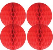 4x Boules de Noël en papier rouge 10 cm Décoration de Noël - Décoration d'arbre de Noël - Boules de Noël en papier