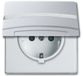 Busch-Jaeger ABB Busch-Jaeger stopcontact met klapdeksel en randaarde met tekstveld - aluzilver IP44 (20 EUGKBN-33-101)