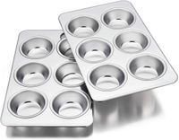 Merkloos ZEYNOMAX Muffinvorm Roestvrij Staal - Set van 2 - 6 Muffins per Bakplaat
